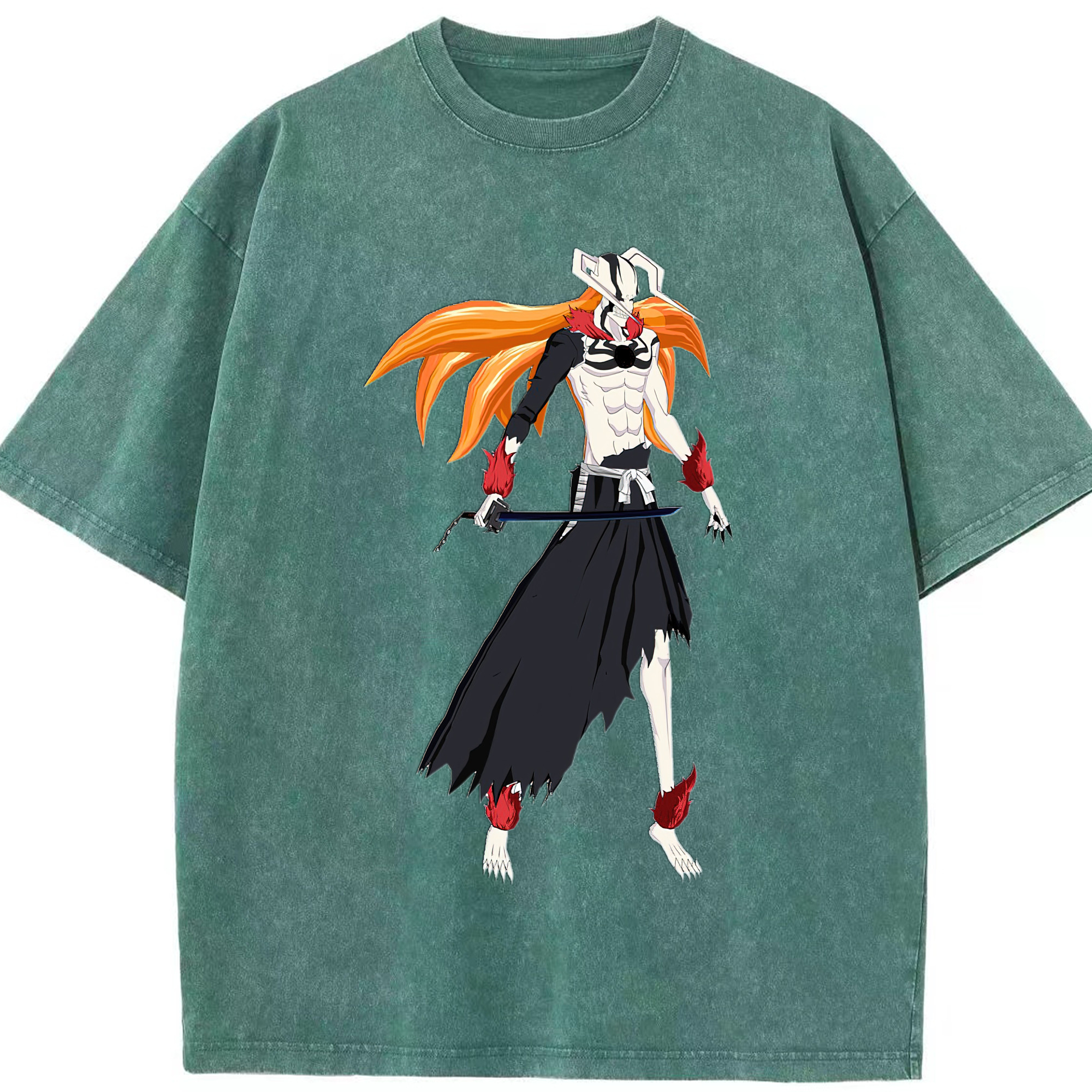 （画像用） ブリーチ 黒崎一護（くろさき いちご）BLEACH Kurosaki Ichigo 綿100% ヴィンテージ風 半袖Tシャツ（フロントプリント）